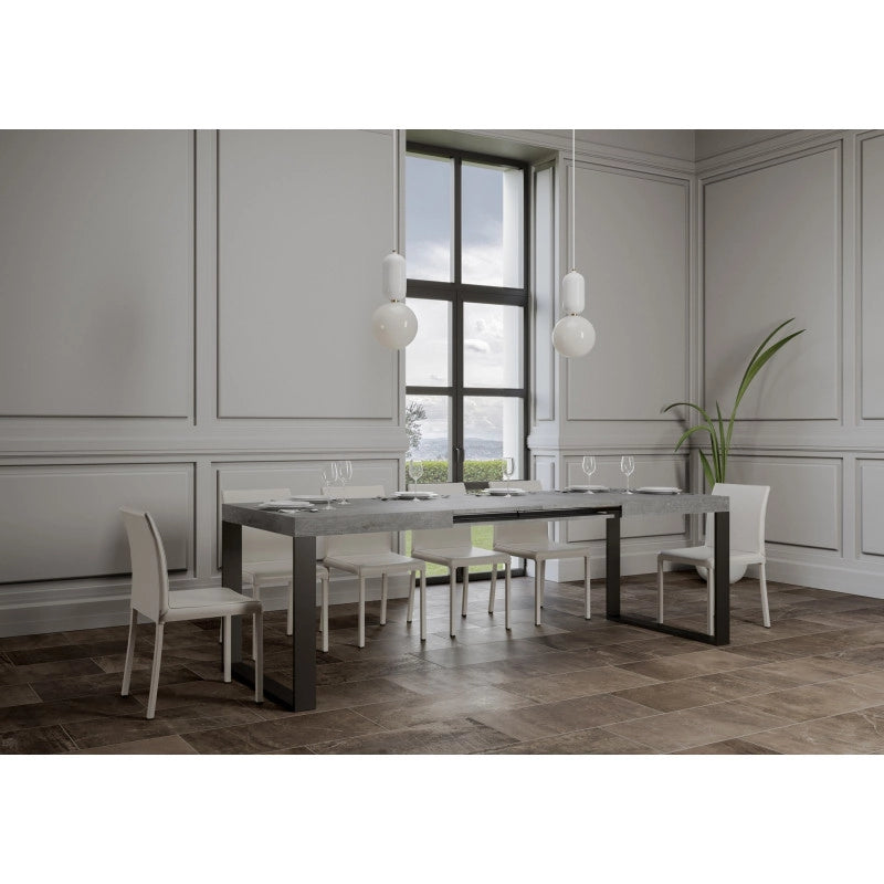 Tavolo allungabile 200/304x90 cm Tecno telaio Antracite - Cemento