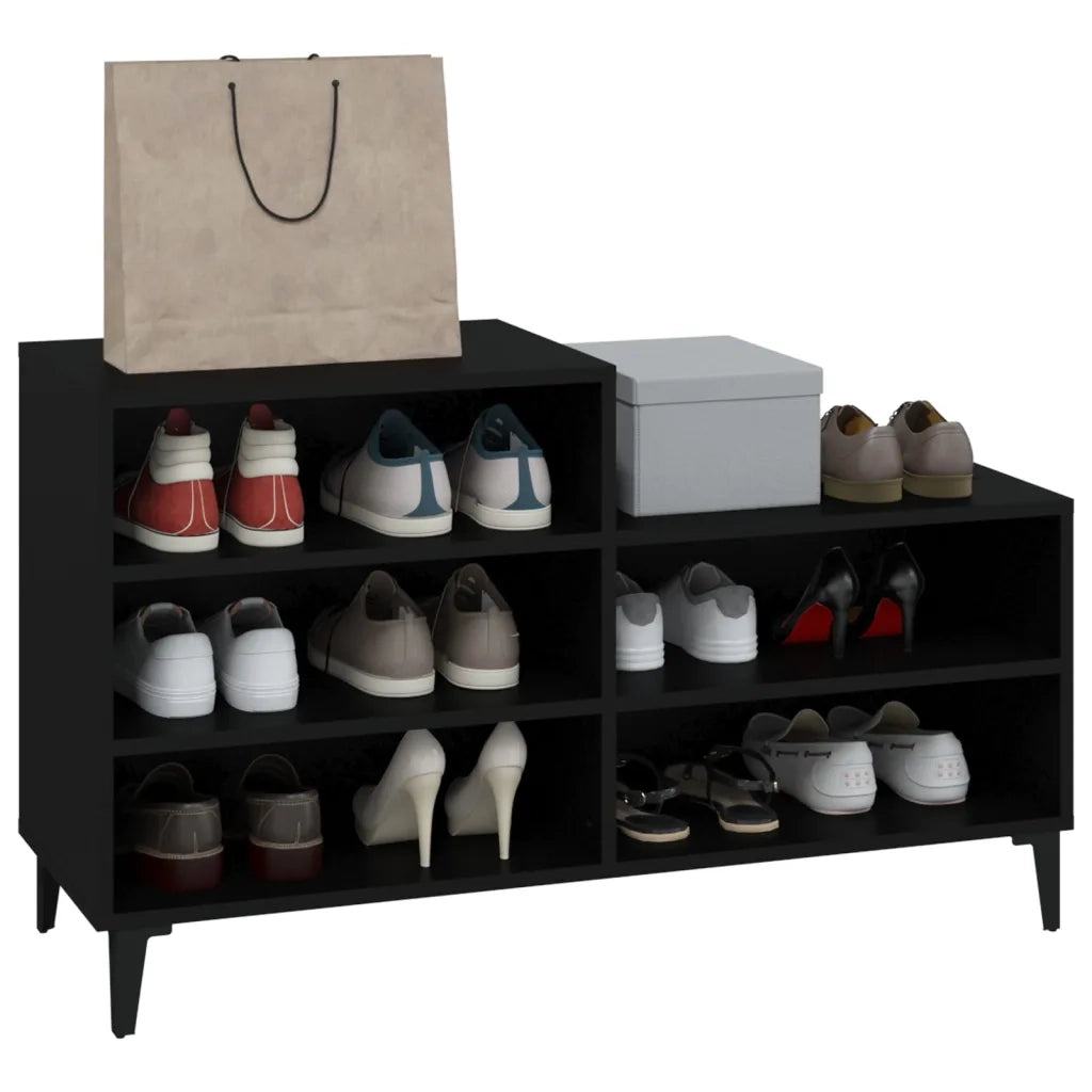 Scarpiera | Mobile per scarpe Nera 102x36x60 cm in Legno Multistrato