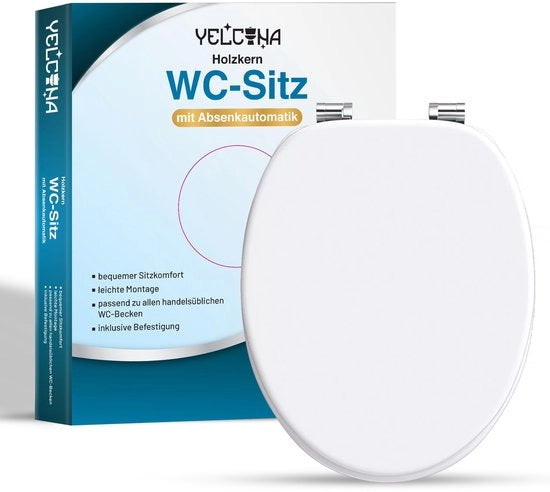 Sedile idraulico con meccanismo softclose e motivo, sedile idraulico con alto comfort di seduta, coperchio wc con nucleo di legno robusto e stabile, coperchio wc di alta qualità (bianco)