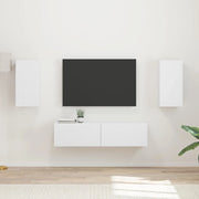 Set mobile TV 4 pcs Bianco Legno multistrato
