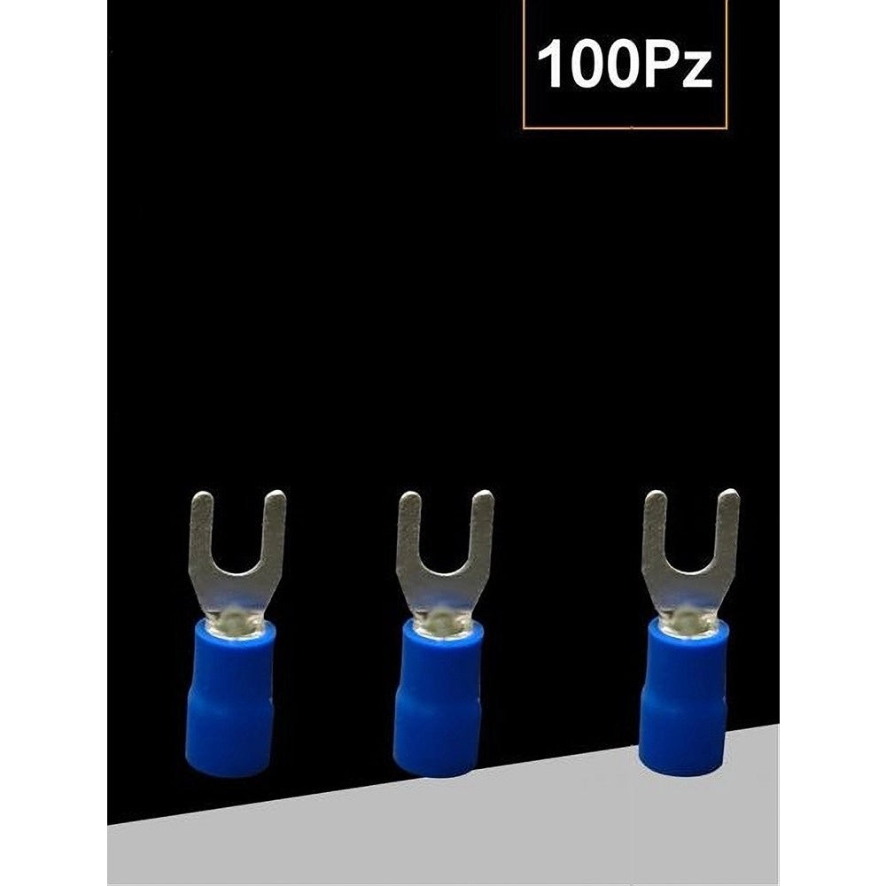 Trade Shop - Set 100 Pz Capicorda A Forcella A Crimpare Per Cavi 0.5-1.5 Mm² Isolato Sv1.25-4 -