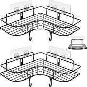 Set di due caddy per doccia, mensola angolare per la camera da bagno, pannelli per doccia per la camera da bagno, organizzatore per doccia con adesivo autoadesivo per camera da bagno e cucina (blu marino)