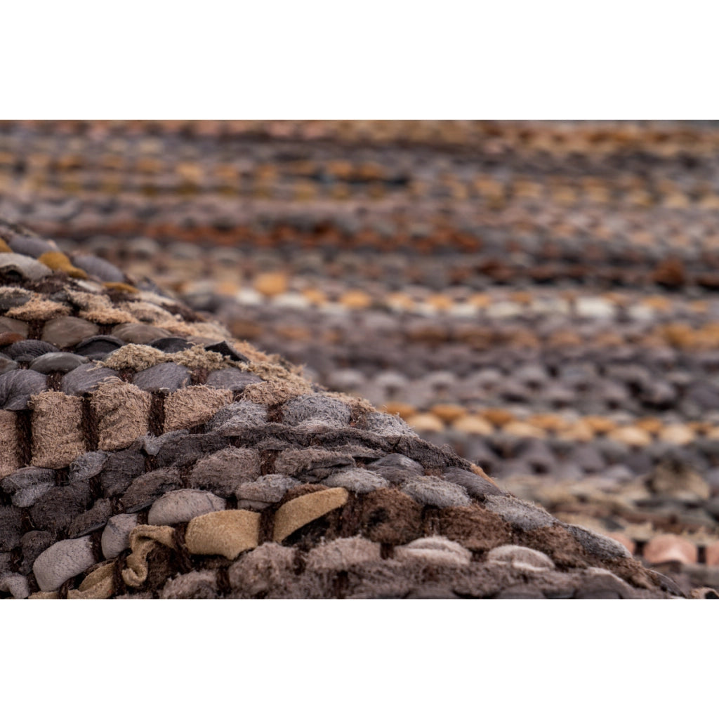 Tappeto Sonipat in Vera Pelle e Cotone Marrone Multi