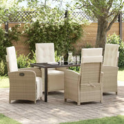 Set da Pranzo per Giardino con cuscino 5 pcs Beige polyrattan
