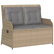 Panchina Reclinabile da Giardino | Panca da Giardino con Cuscini Beige in Polyrattan