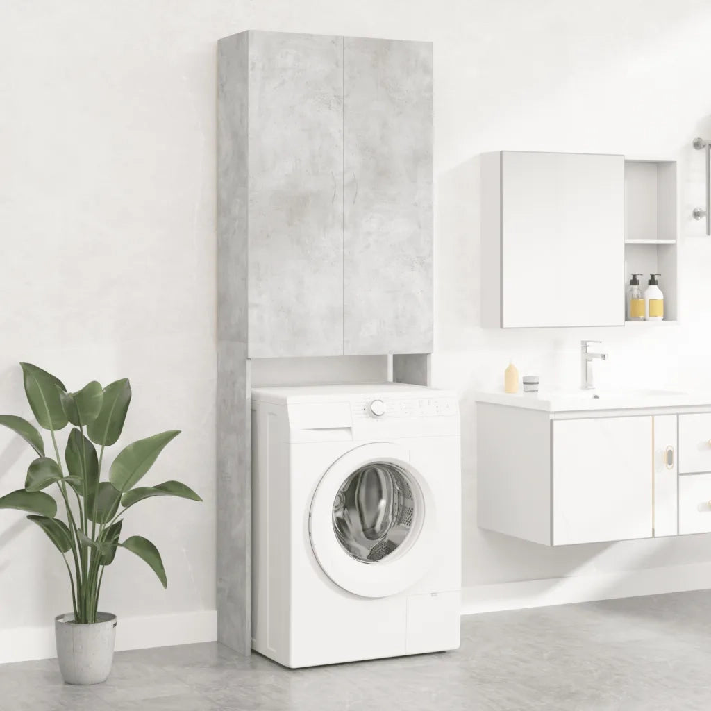 Mobile per Lavatrice Grigio Cemento 64x25,5x190 cm 808417