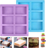 Due Muffini in Silicone per Sapone - Muffin Rectangolare a 6 Cavità Fatto a Mano per la Produzione di Sapone Artigianale - Blu Viola