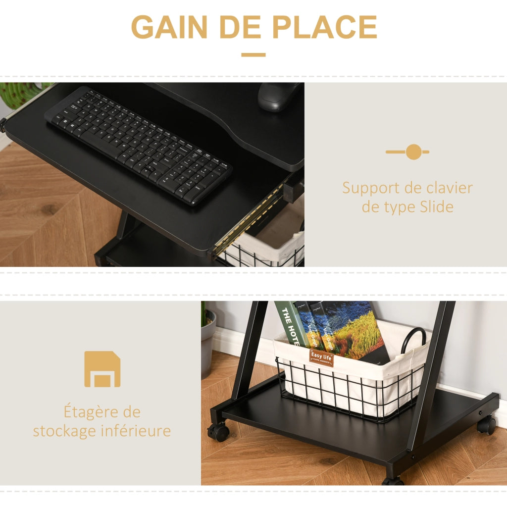 Scrivania per computer con ruote ¨C Zephmum ¨C Nero
