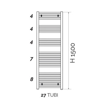 TERMOARREDO LINEA KALURA DIRITTO H 1500- Nero Opaco Int. 500- ATON- pezzi 1