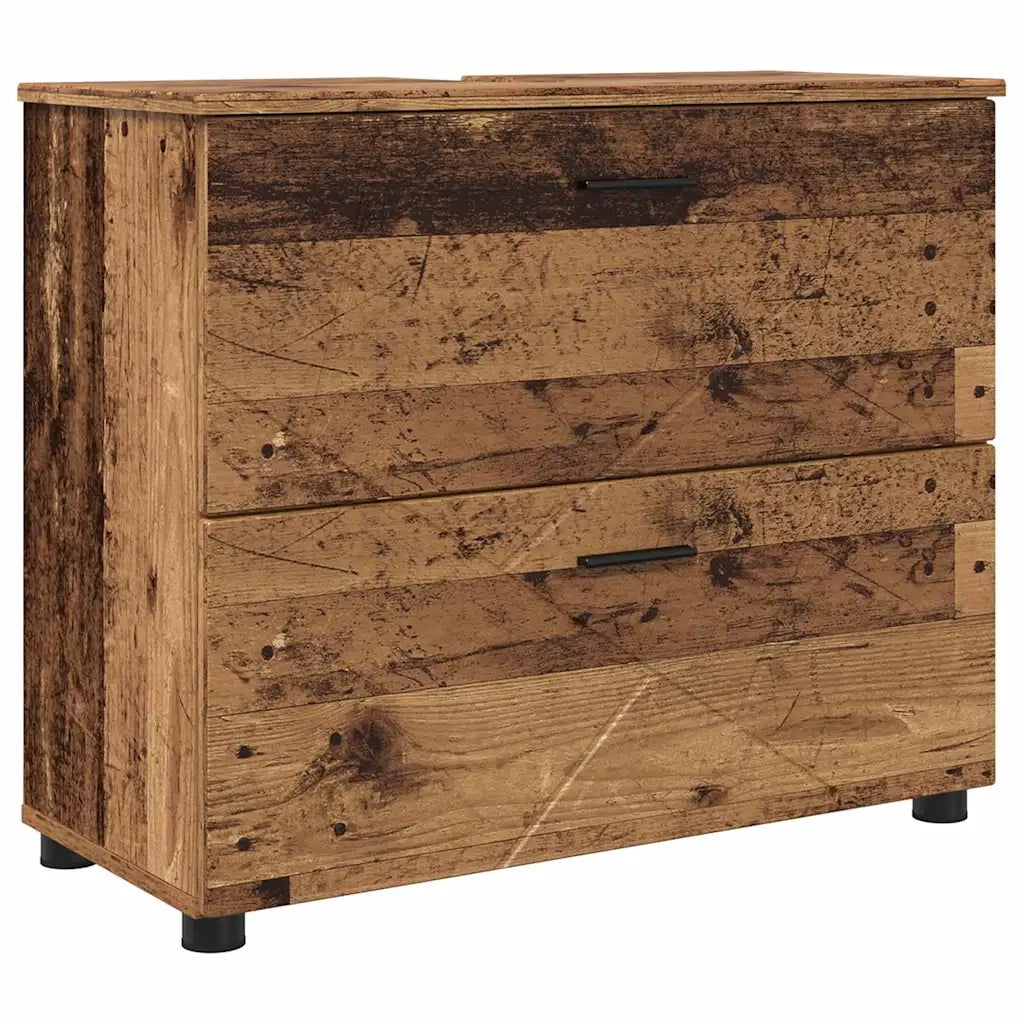 Set di mobili per il bagno con cassetto 2 pcs Legno vecchio