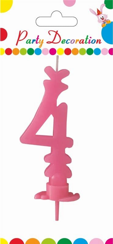 MAURY'S CANDELA PER COMPLEANNO NUMERO "4" ROSA