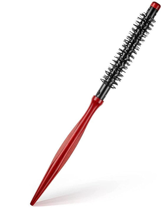 Spazzola per capelli a forma rotonda miniatura - Antistatica - Ideale per la cura dei capelli e della barba - Nylon - Per l'uso con asciugacapelli - Dimensione compatta