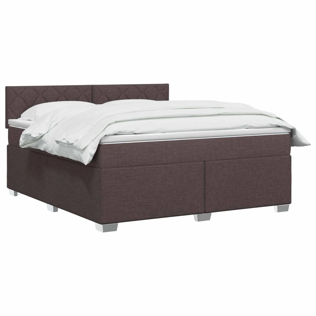Letto con Box Spring, Materasso e LED Marrone Scuro Tessuto 3451948