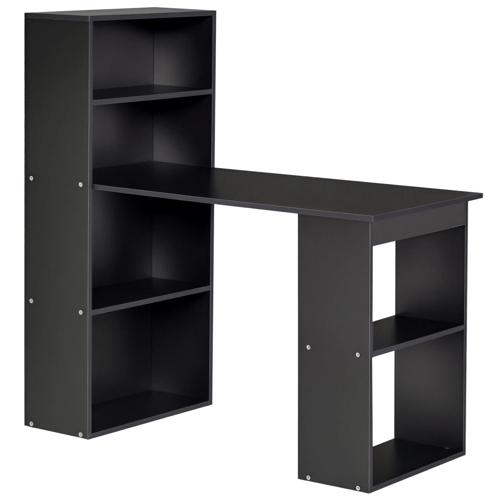 Scrivania PC in Legno con Ripiani e Cassetti ¨C Minimal ¨C 120x55x120 cm, Nero