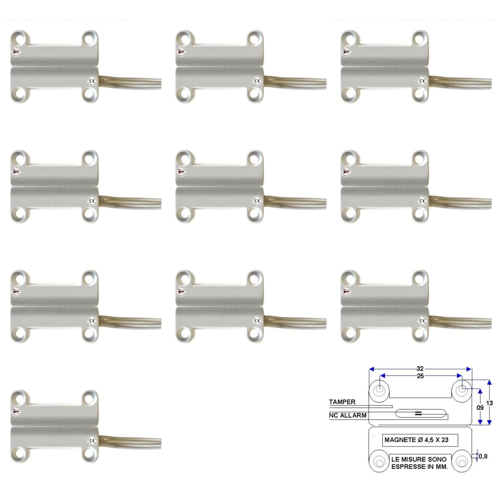10 CONTATTI MAGNETICI A MATTONCINO DA ESTERNO NC Securvera ST-400DSMBFTE