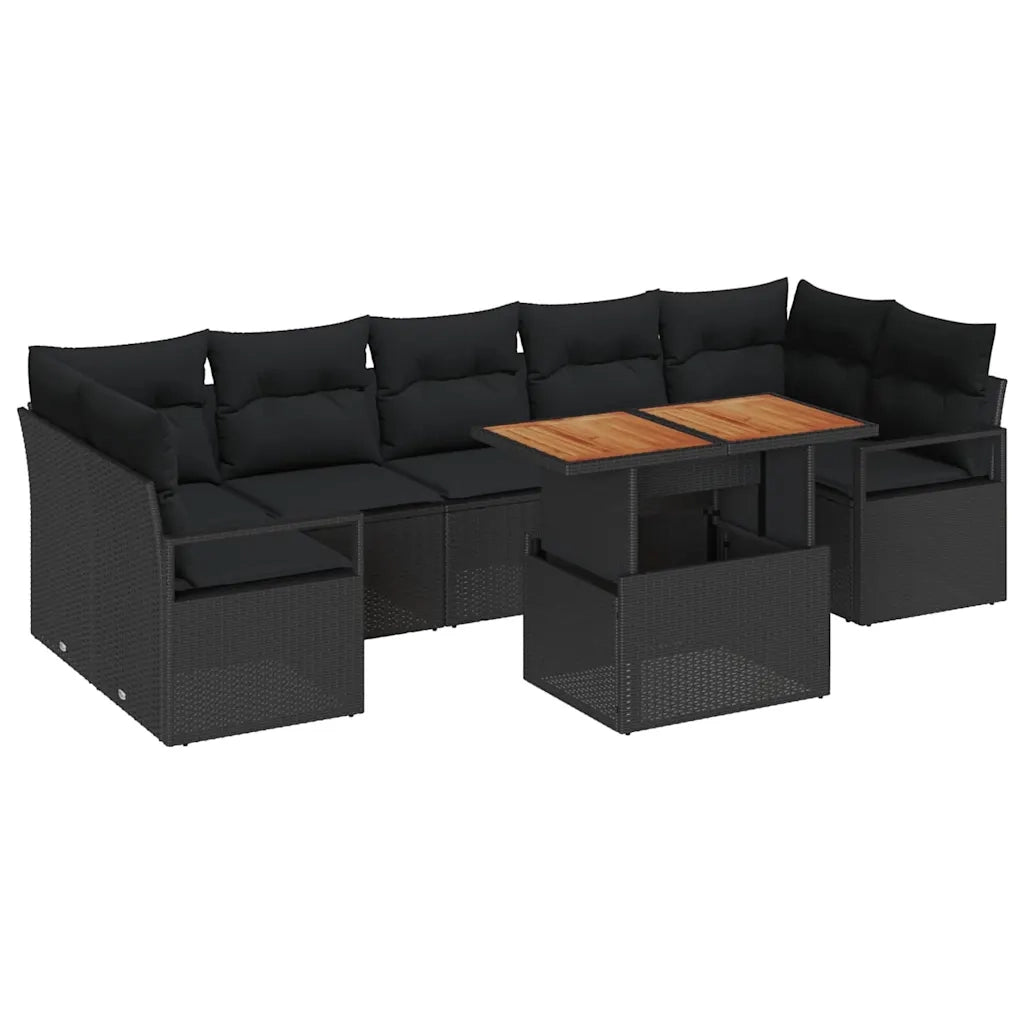 Set Divano da Giardino con archiviazione 8 pcs Nero Poly Rattan 3358417