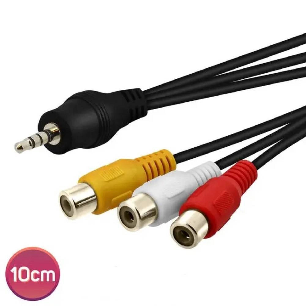 Trade Shop - Cavo Adattatore Audio Video Da Jack 3.5mm Maschio A 3x Rca Femmina 10cm Av-3rca -