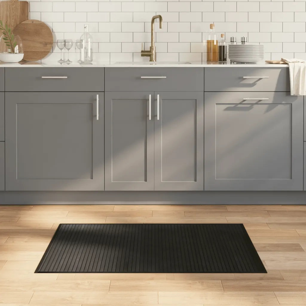 Tappeto Rettangolare Nero 60x100 cm in Bambù 376828