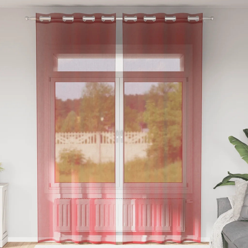 Tende in Voile con Occhielli 2 pz Rosso Vino