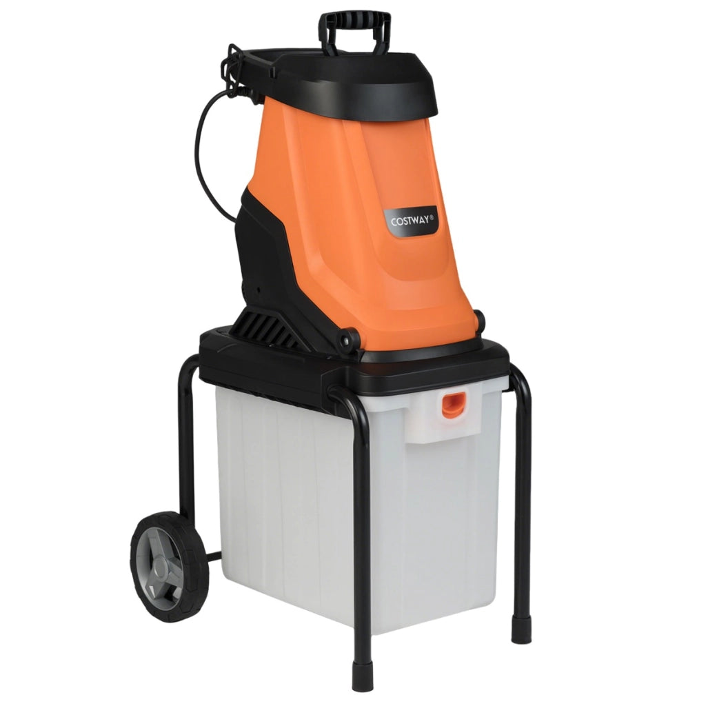 Trituratore elettrico per legno 2800w trituratore da giardino con cesto da 50 l-Trituratore pesante a filo per pulizia del giardino Arancione
