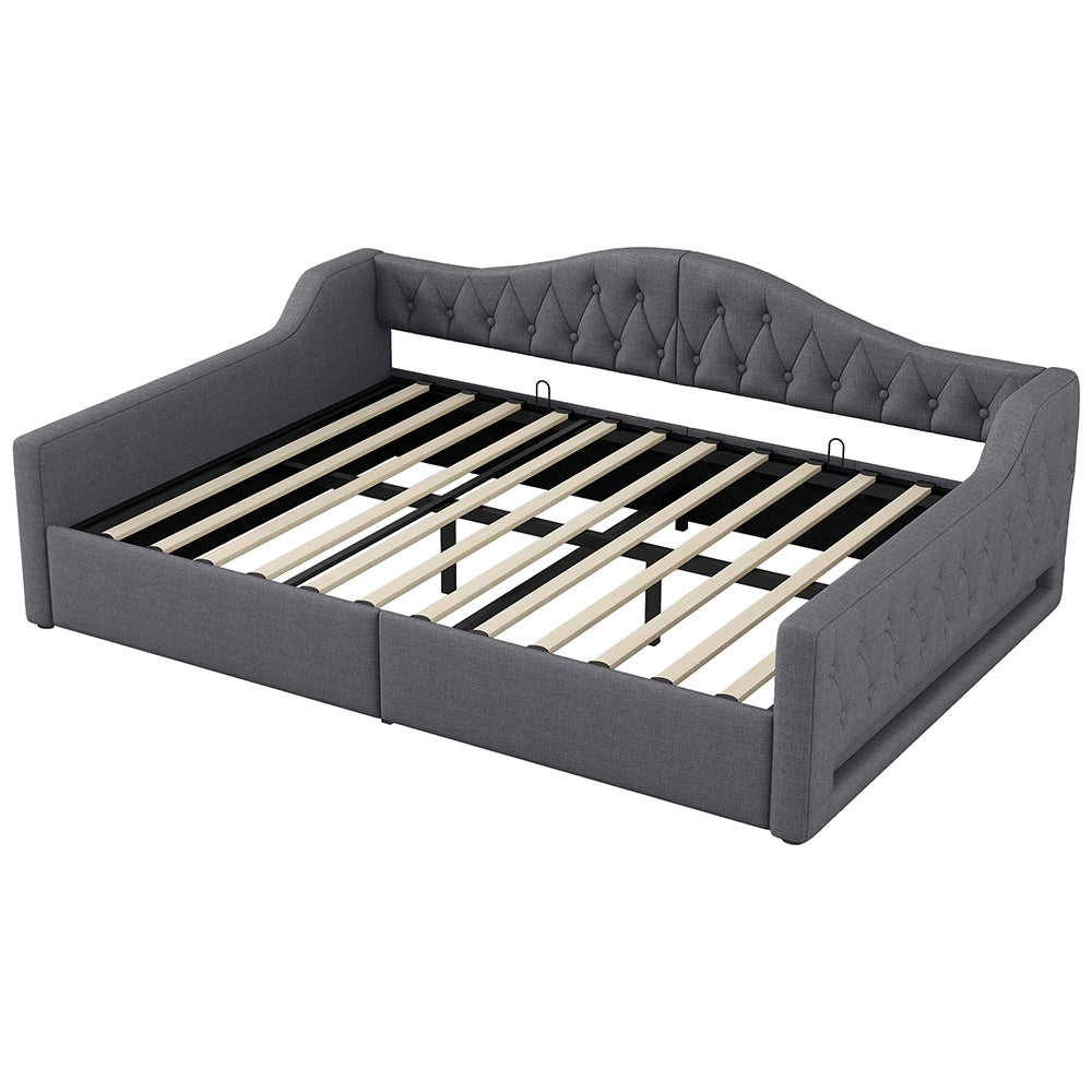 Letto imbottito - Xylo - 140x200cm LED con contenitore, grigio