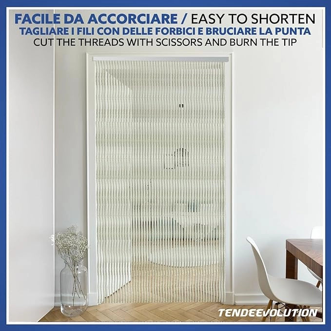 Tenda Antimosche in Cordoncino Verde | Largh. 1m x Alt. 2,60m | Protezione Insetti, Porta, Esterno, Interno