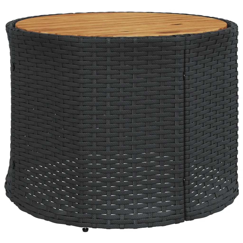 Divano Giardino con Tavolo e Cuscini Circolare Nero Polyrattan 3318548