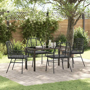 Set da Pranzo per Giardino 5 pcs Nero polyrattan