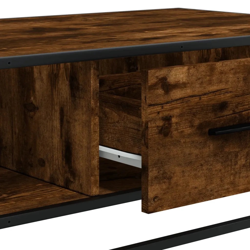 Tavolino-Tavolino da soggiorno-Tavolo Rovere Fumo 100x57x35cm in Legno Multistrato e Metallo