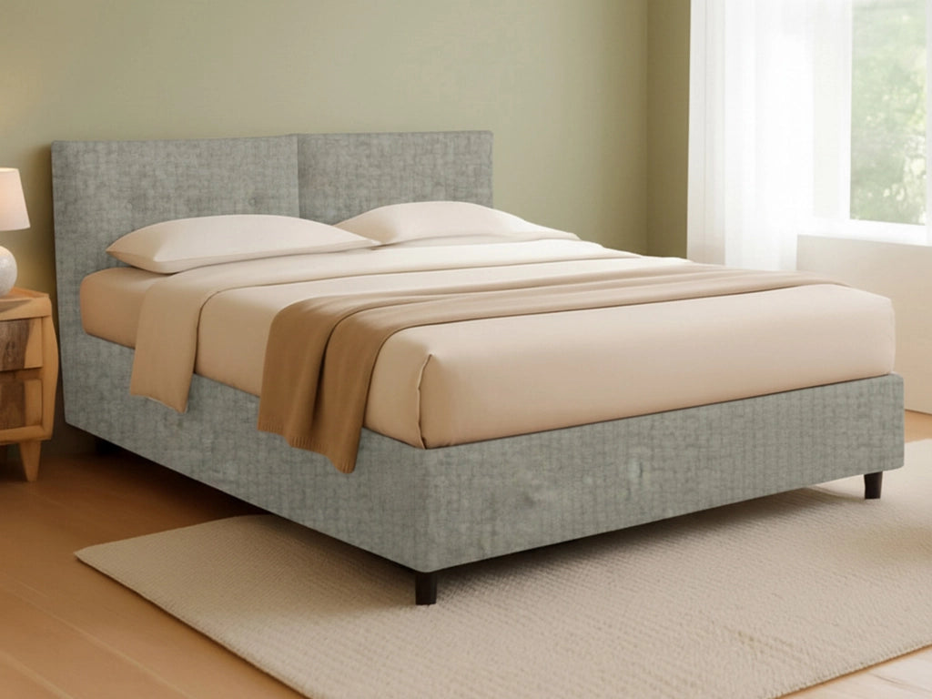 Leeds, Letto Piazza e Mezza Sfoderabile Made in Italy, Grigio