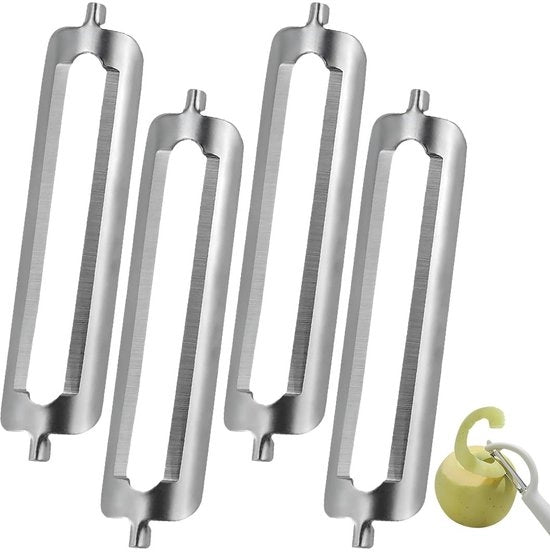 Schiler per Verdure e Frutta - 4 Lame di Ricambio - Acciaio Inossidabile Bifacciale - Lame Affilate - Installazione Facile - Adatto per Verdure e Frutta - Schiler per Verdure e Frutta con 4 Lame