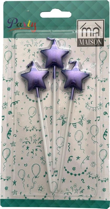CANDELINA DECORATIVA "STELLA BLU" 3PZ