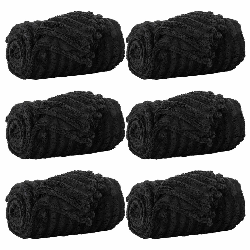 Coperte da Pile 6 pcs Nero 200 x 150 cm Panno 42016886