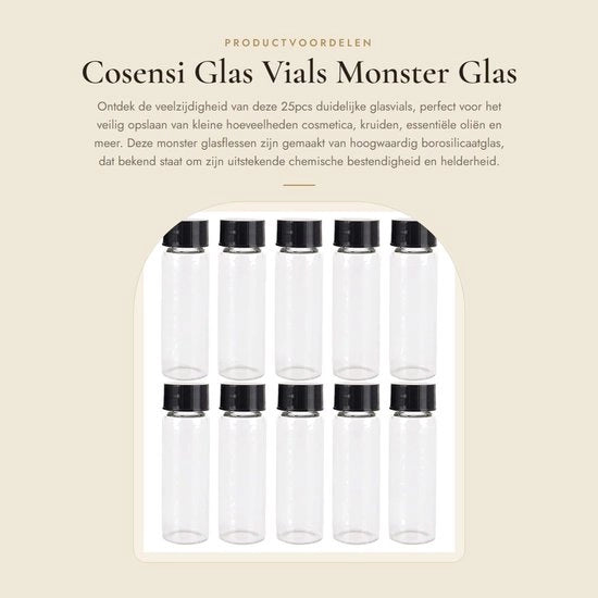 Vetrini di Laboratorio 30ml - 25 Pezzi - Vetro a Borosilicato - Bocchetta a Viti Nera - Contenitori Cosmetici - Lekvrij - Campioni in Vetro