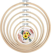 Set di cornici per cucito - 6 pezzi - rotonde - bambù