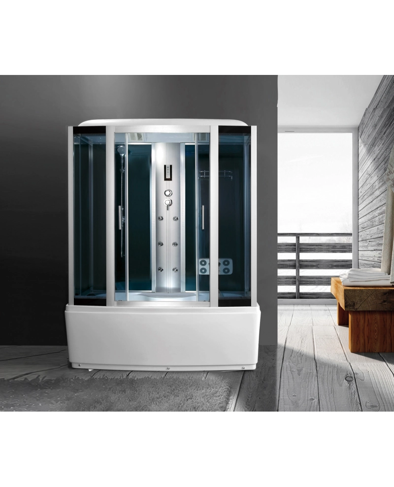 Cabina con vasca idromassaggio, sauna, bagno turco, cromoterapia 150x88cm full optional Sicorage Antin
