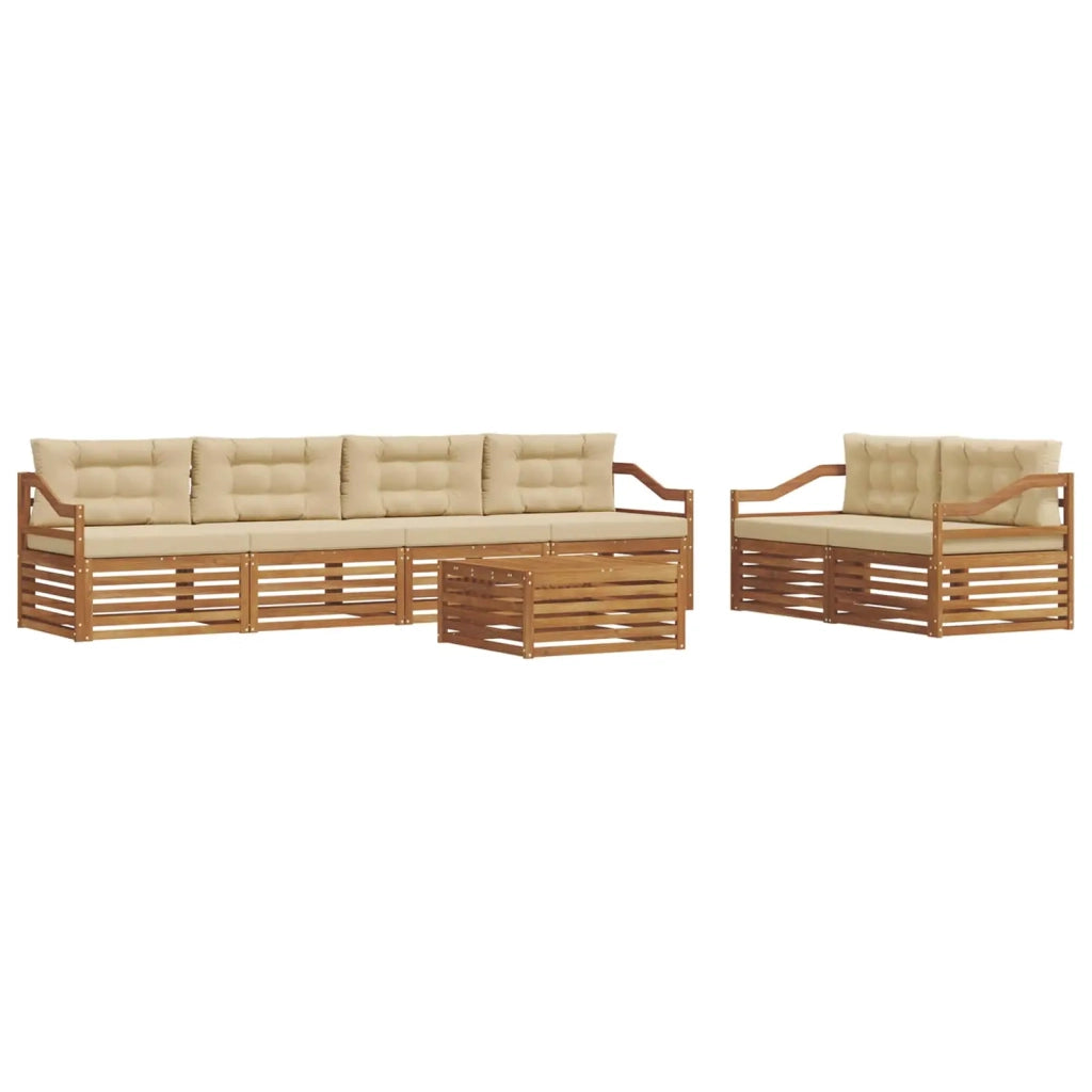 Set di divani da esterno con cuscino 7 pcs Naturale e Beige 3373078
