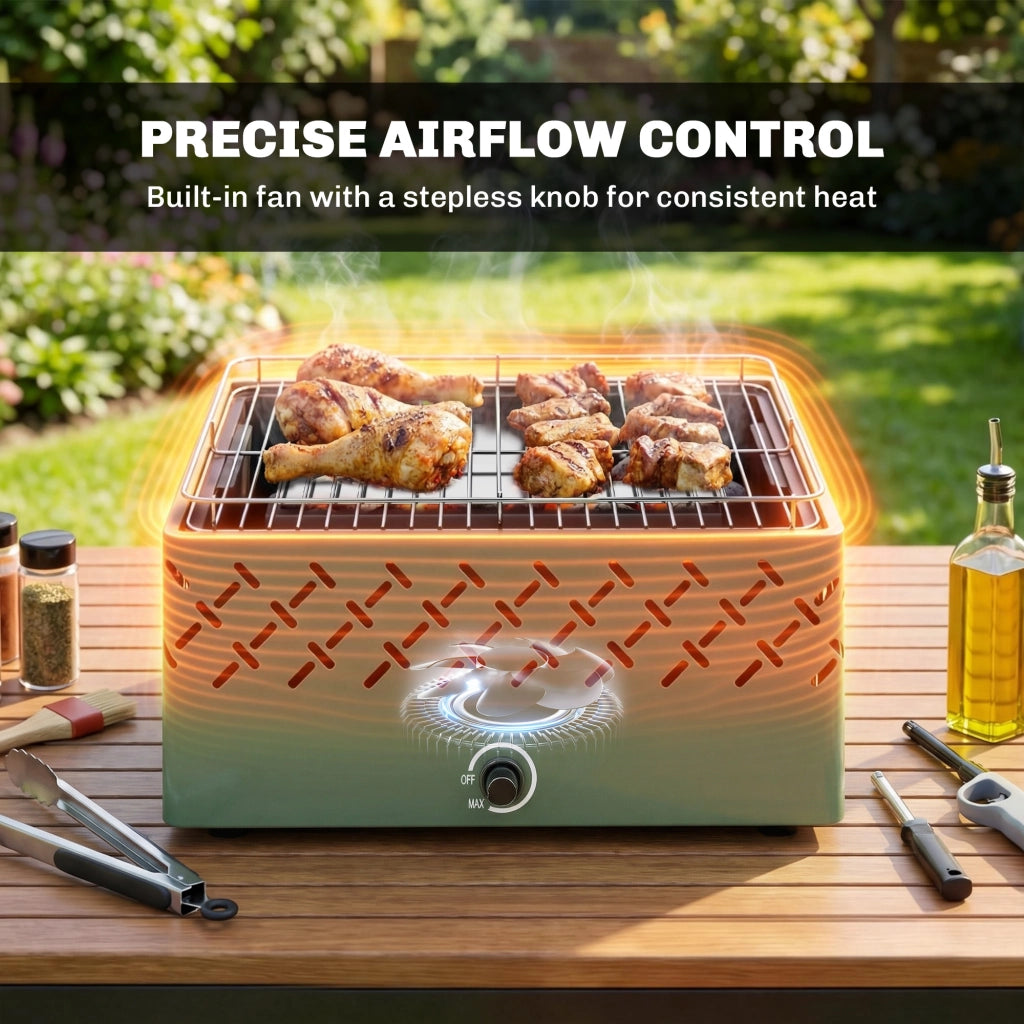 Barbecue a Carbone con Ventilatore ¨C Minimal ¨C Verde 45.5x29x21 cm