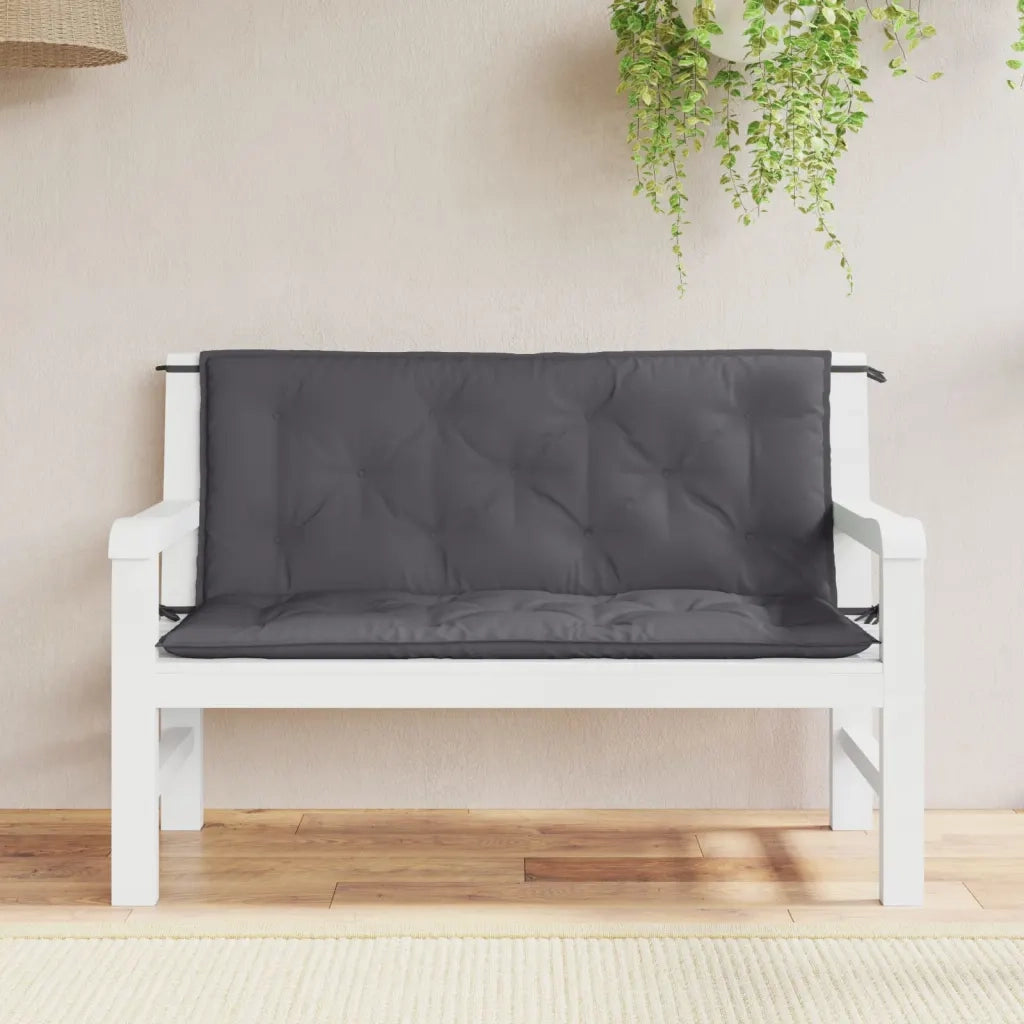 Cuscini Panca Giardino 2 pz-Set di 2 Cuscini per panchina da esterno Antracite 120x50x7 cm Tessuto Oxford
