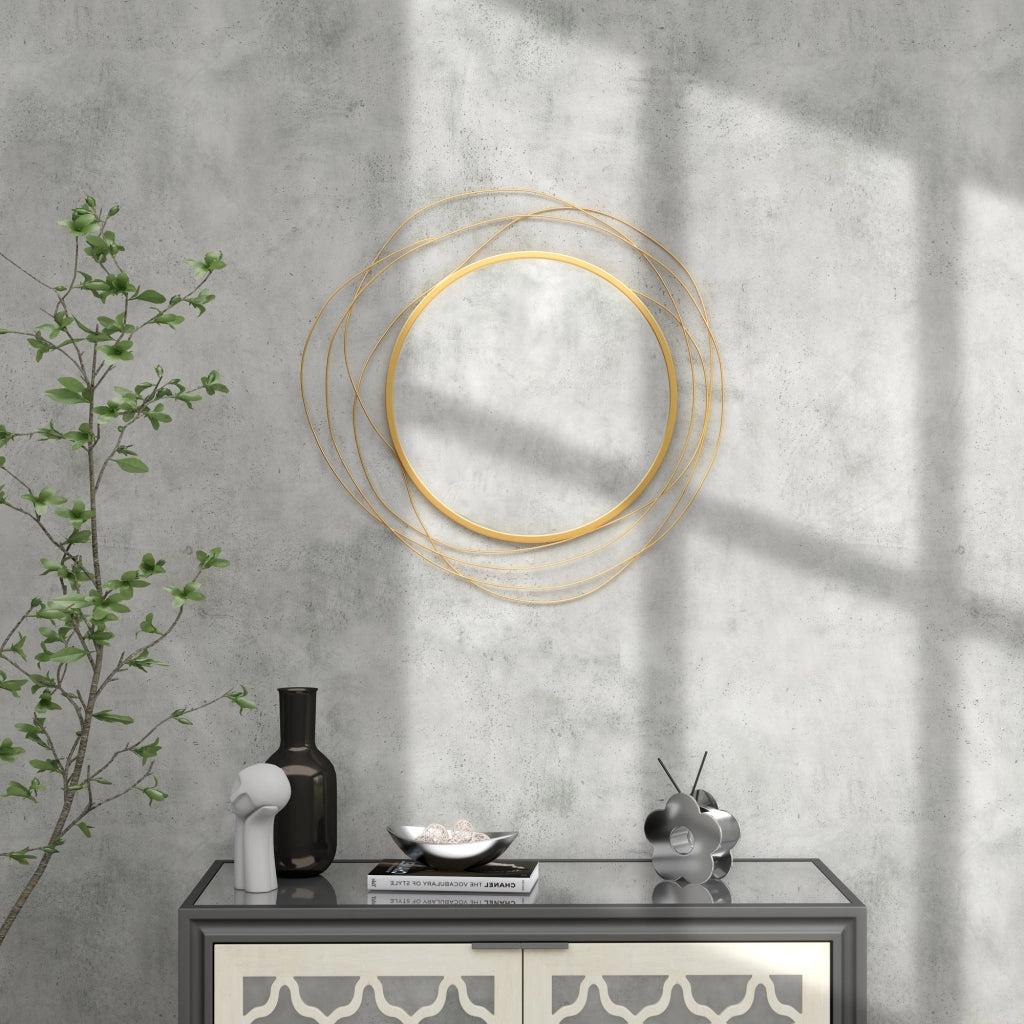Specchio Rotondo da Parete ¨C Xylo ¨C Cornice Metallo Oro ¦µ65cm