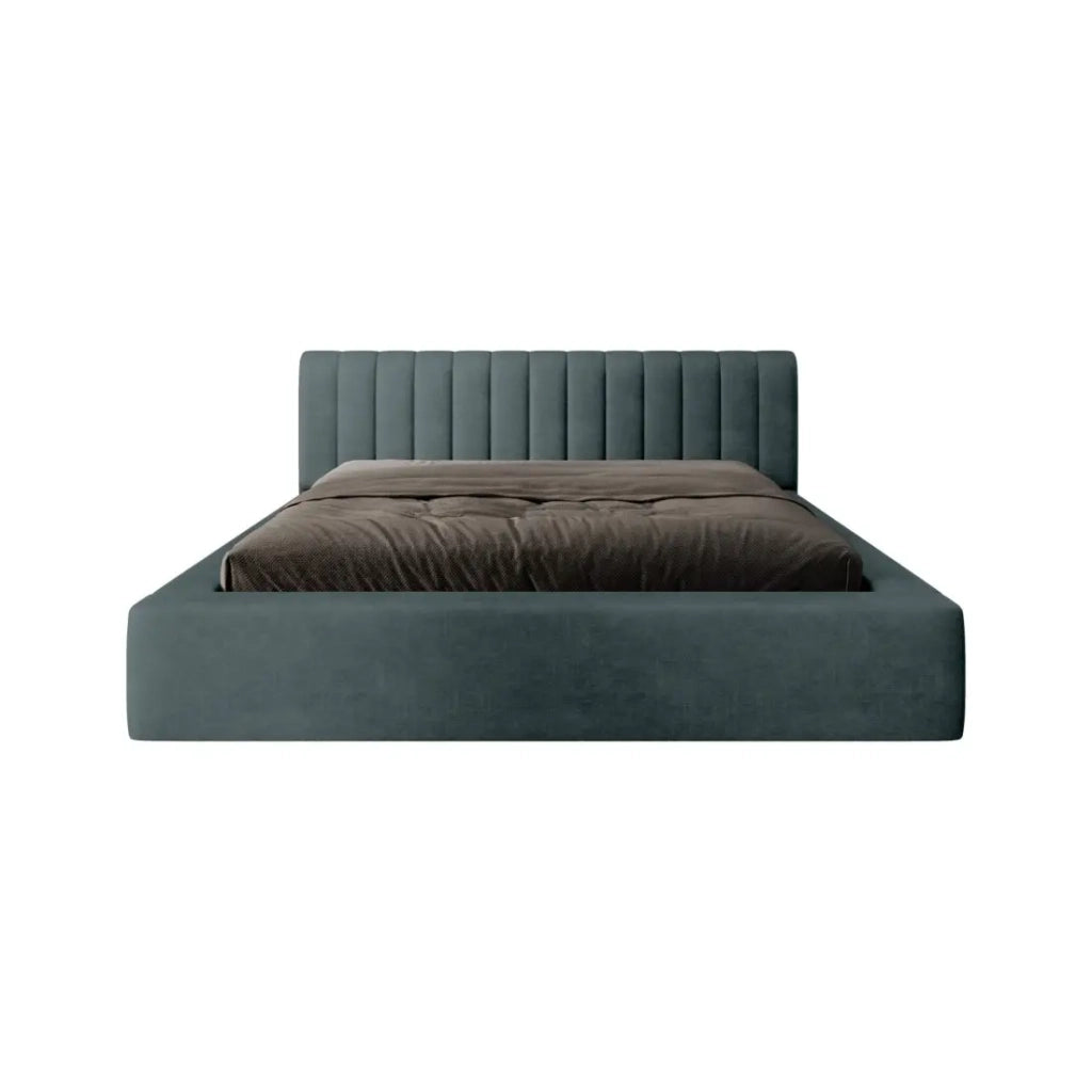 Lettino CERVIN – Velluto morbido Notte smeraldo – 140x200 cm – Rete sollevabile – Design elegante