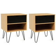 IDMarket - Set di 2 comodini NOEMI con 1 cassetto e 1 ripiano