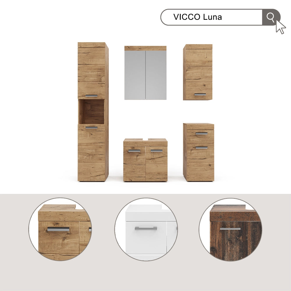 Specchio contenitore bagno Luna Quercia Wotan 60 x 77 cm Vicco
