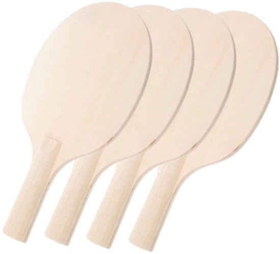 Set di Battenti da Ping Pong da 4 - Racket in Legno da Personalizzare - Pagaia DIY - Dimensioni 25,5 x 15 x 2 cm - Beige Non Lavorato - Adatto per Giocatori - Pagaie