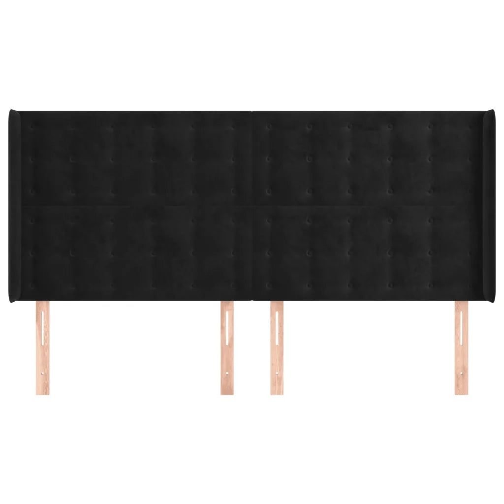 Testiera ad Orecchio-Testata con Orecchie Nera 203x16x118/128 cm in Velluto 319067