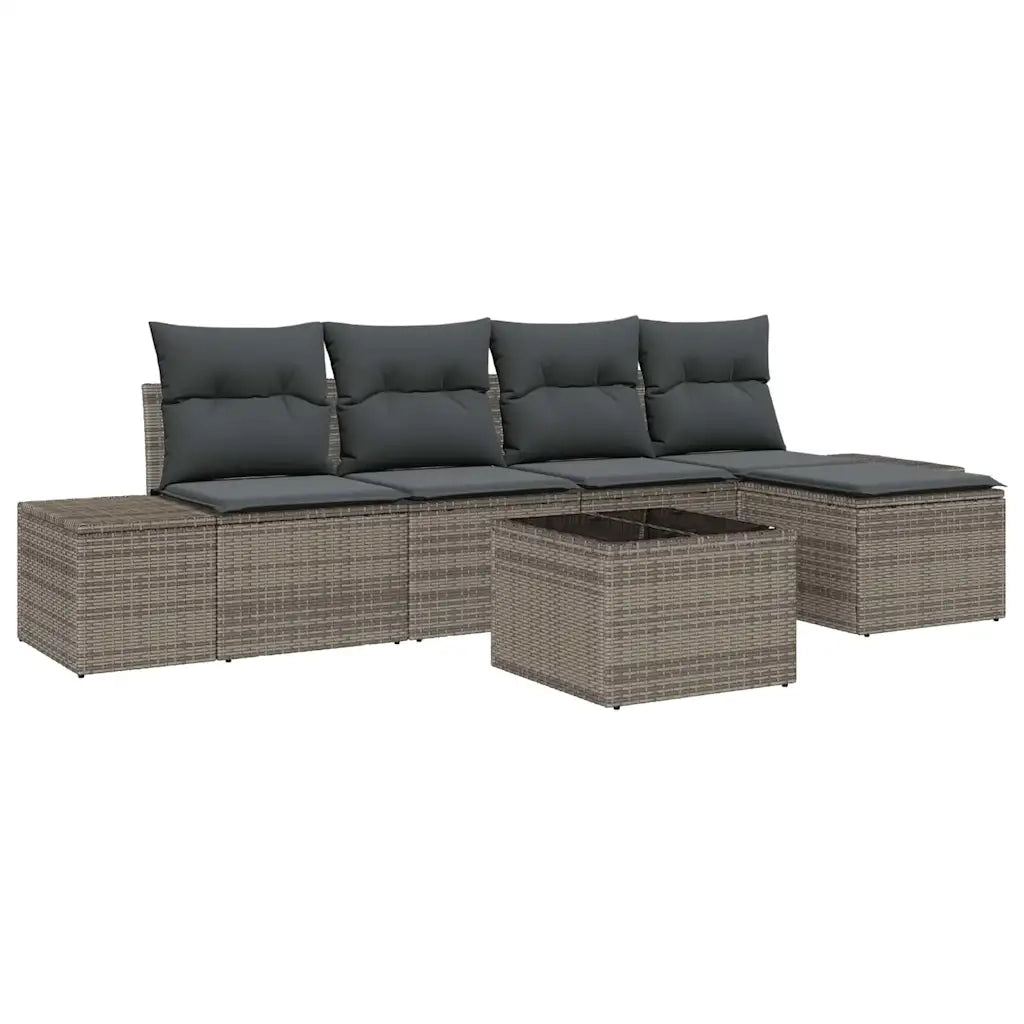 Set Divano da Giardino con cuscino 6 pcs Grigio polyrattan 3347029