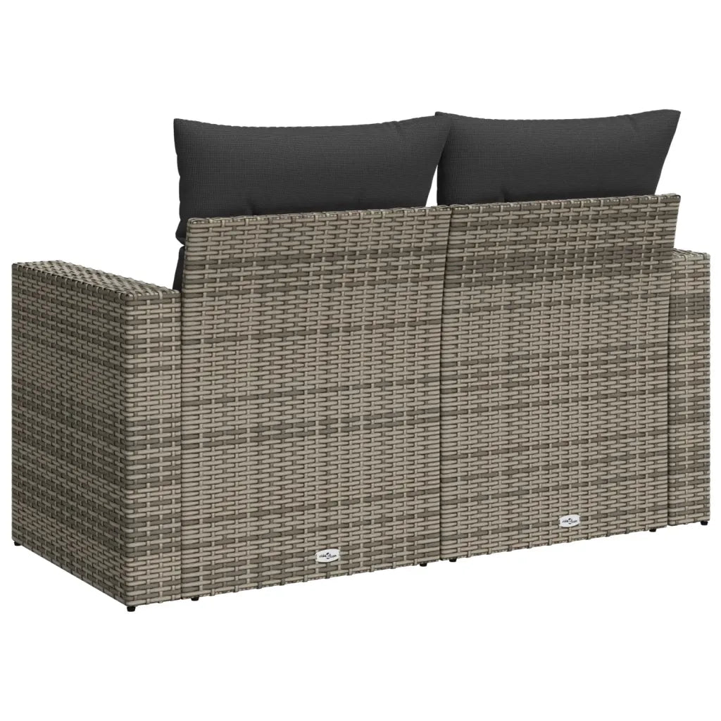 Divano da Giardino con Cuscini 2 Posti Grigio in Polyrattan 366122
