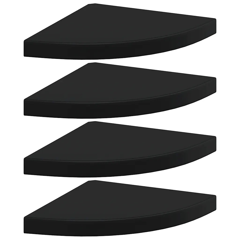 Scaffali Angolari a Parete 4 pz Neri 35x35x3,8 cm in MDF 323921