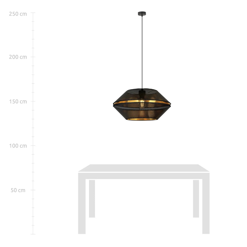 Sospensione Contemporanea 1 Luce Enea In Metallo Nero E Oro