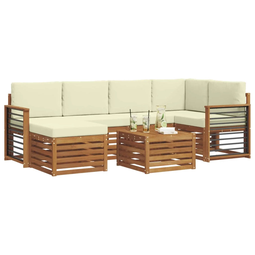 Set divano sezionale con cuscino 7 pcs Naturale e Crema 3375140